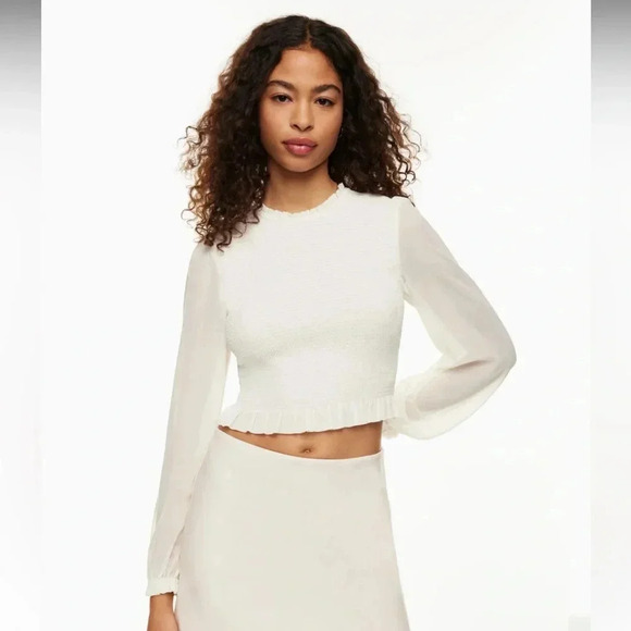 Wilfred Tops - Aritzia Wilfred tempest light birch  top milkmaid